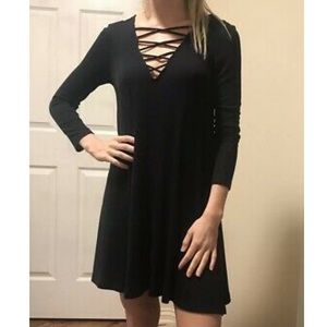 3/4 Sleeve Black Criss Cross Front Dress Worn Once